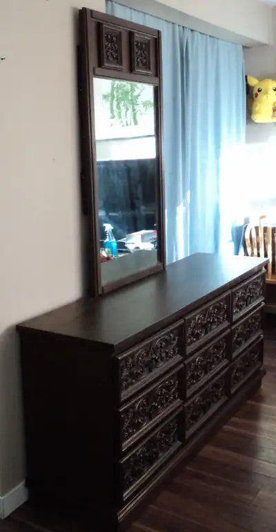 Vintage Dresser with Mirror and matching Side Table, View more