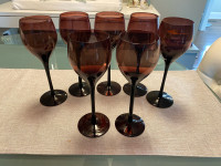 Wine glasses purple long stem set of 7  15.00