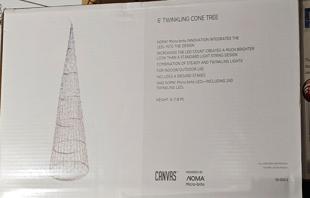 NOMA Canvas 6' Twinkling Cone Tree in Outdoor Décor in Burnaby/New Westminster - Image 3