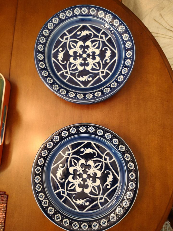 Spectacular Set Catalina Medallion Vibrant Blue and White Plates in Kitchen & Dining Wares in Leamington - Image 2
