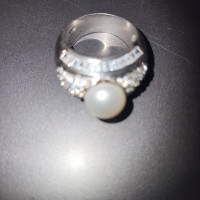 Mens silver ring with mother of pearl.ring, wide band