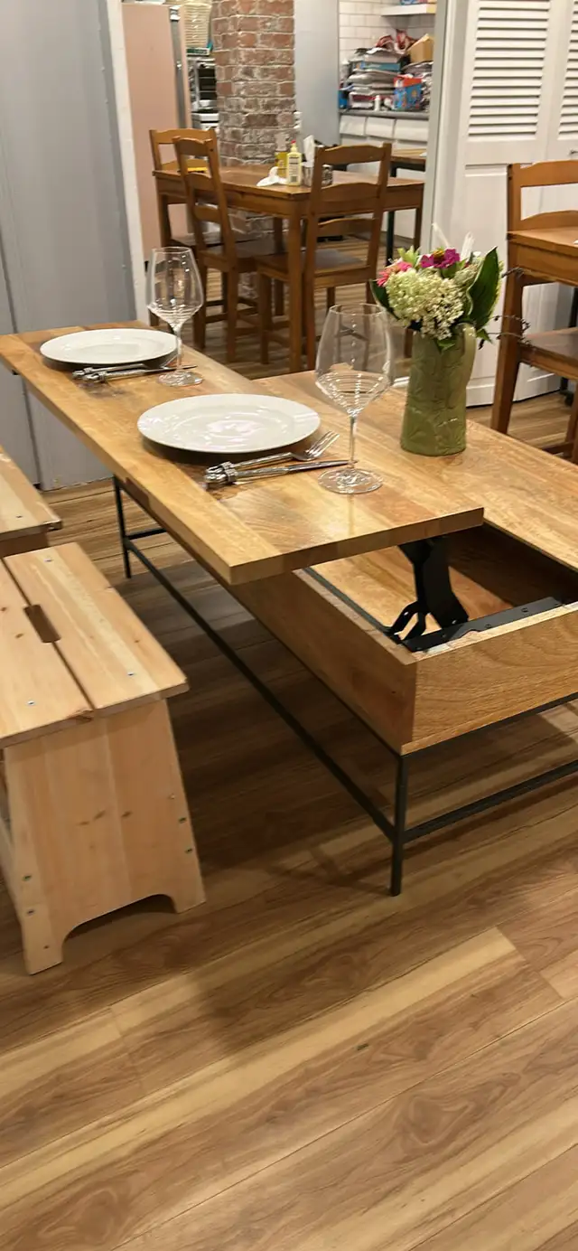 Westelm Industrial Mango Wood Lift-Top Coffee - 50” Table in Coffee Tables in City of Toronto - Image 4