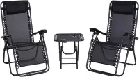 Patio Lounger Chair Set with Side Table