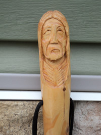 FIRST NATIONS INSPIRED HAND CARVED WALKING STICK