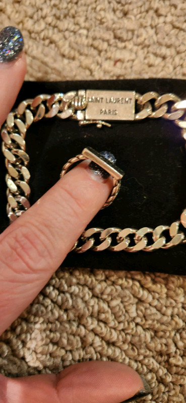 NEW- Silver ,Saint Laurent  link Braclet & Ring adjustable  in Jewellery & Watches in Edmonton - Image 4