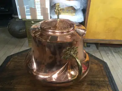 Huge German Art Nouveau Copper & Brass Punch Bowl, c.1900, View more