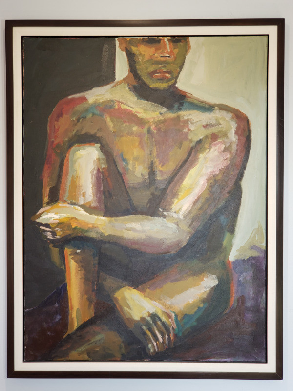 Piloz, Homme nu, huile sur toile, 30x40, signé /Naked man, oil dans Art et objets de collection  à Longueuil/Rive Sud