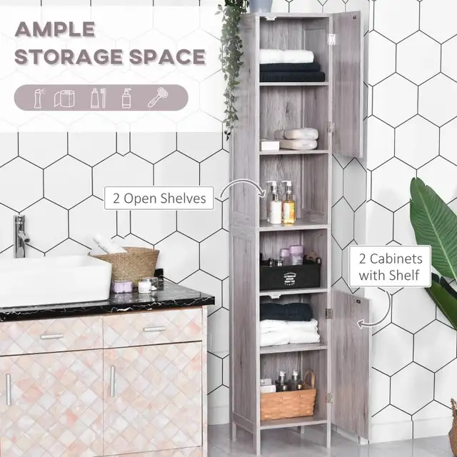 Wood grain 68" Storage Cabinet Organizer Tall Tower  in Bookcases & Shelving Units in Markham / York Region - Image 5