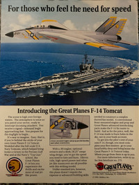 1992 Great planes F-14 Tomcat Model Original Ad
