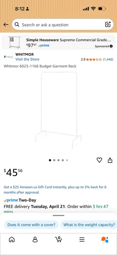 Whitmor Garment Rack, View more