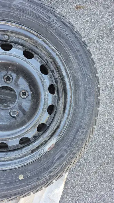 My grand mom snow tire with steel rim. where she no longer driving, only used for very little mileag...