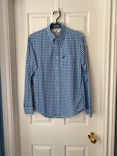 Men's AMERICAN EAGLE, Long Sleeve, Blue Check Shirt, Size XS, View more