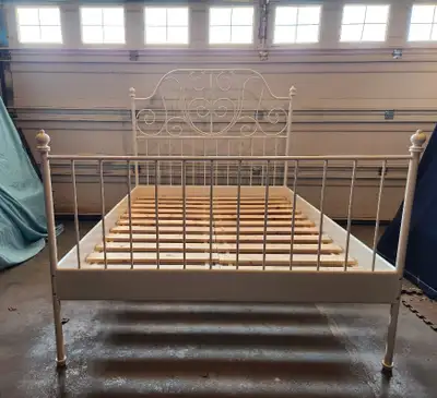 IKEA Leirvik White Double Size Real Stable Integrated bed legs, View more