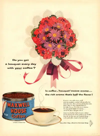 1954 full-page color magazine ad for Maxwell House Coffee, View more