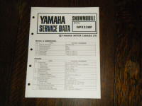 Yamaha  GPX338F  Snowmobile Service Data Booklet