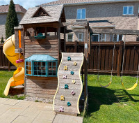 Backyard wooden play set