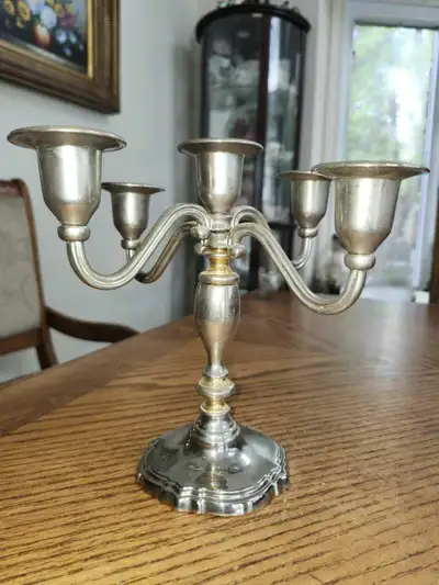 Beautiful vintage 8" by 8" Silver-Plated metal Chandelier / 5 Ca, View more