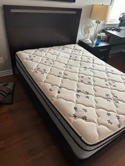 Solid wood double bed with low profile boxspring and matress, View more