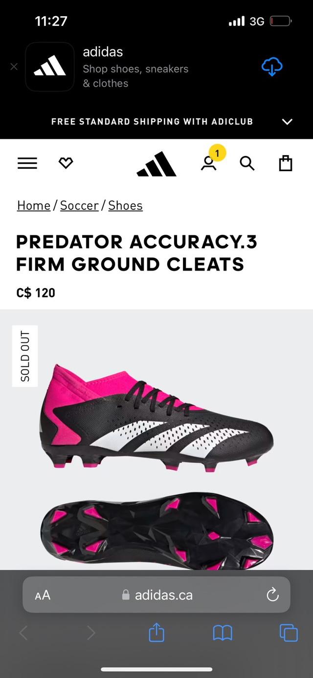 Adidas Predator Accuracy.3 Cleats in Soccer in Oshawa / Durham Region
