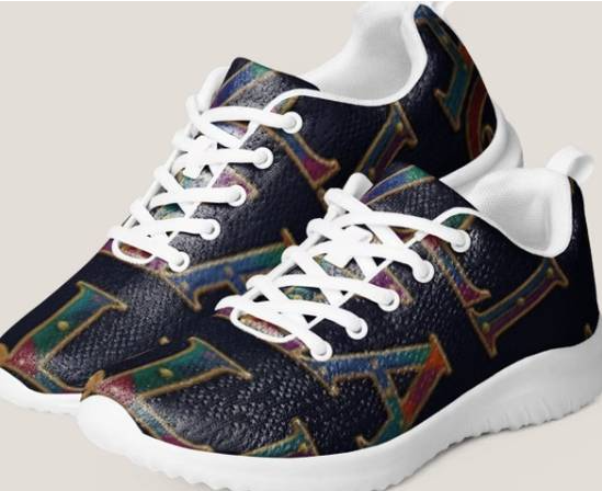 XZAQLI "Jeweled Script" Premium Men's Sneakers (Navy Blue) in Men's Shoes in Oshawa / Durham Region - Image 4