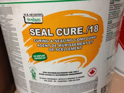 Concrete Sealer WR Meadows Seal Cure/18 https://www.wrmeadows.com/data/c3300-702.pdf 18.9 Litre Pail...