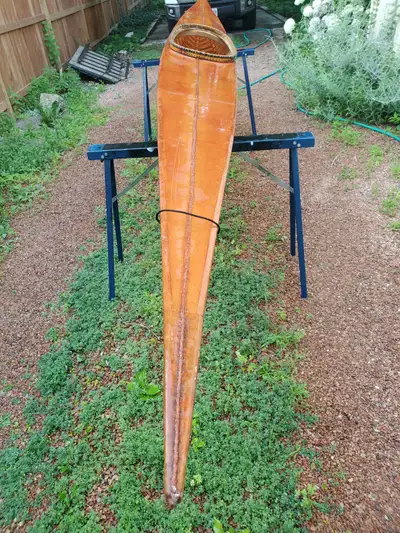 Prototype skin on frame Greenland kayak. Ballistic skin over wood frame. Was seaworthy at time of co...
