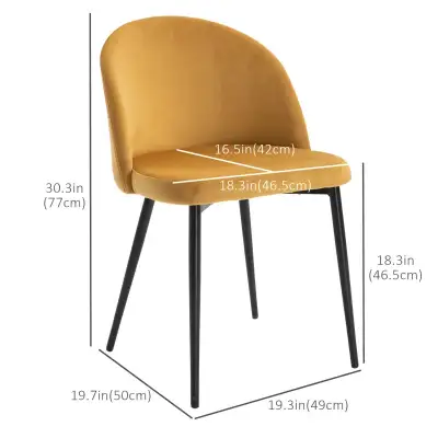 Yellow Velvet touch upholstery Mid-Back Dining Chair, View more