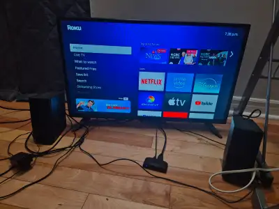 32" Insignia TV with Roku and speakers, View more