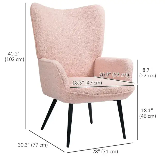 Accent Sherpa Chair, Upholstered Armchair, Fluffy Wingback Chair in Chairs & Recliners in Markham / York Region - Image 4