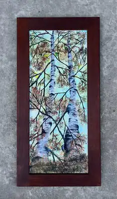 Original acrylic painting on wooden door, View more