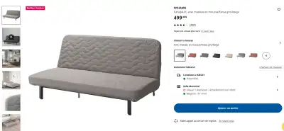 Canapé-lit Clic-Clac NYHAMN – Gris - IKEA, View more