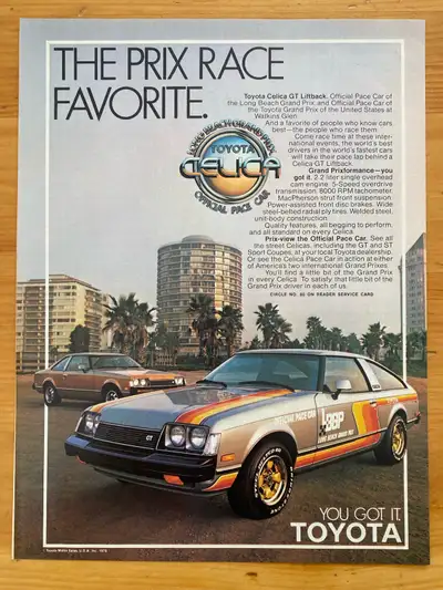 1978 Toyota Celica GT/ST Sport Coupes/Pace Car Original Ad, View more