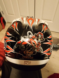 2 motorcycle helmets.