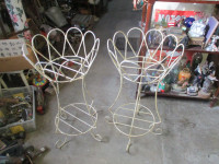 2 HEAVY WROUGHT IRON SHABBY CHIC TALL PLANT STANDS $50. EACH