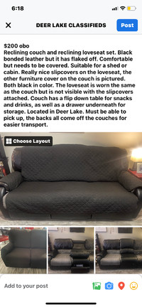 Reclining couches for your shed or cabin!