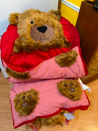 New with Tags Pottery Barn Kids Shaggy Teddy Bear Sleeping Bag