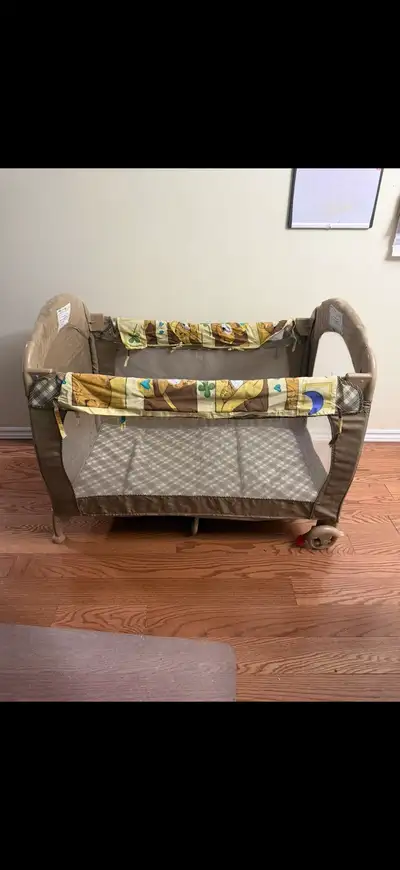 Play/Sleep Crib with Diaper Changer and Two-Level Floors, View more