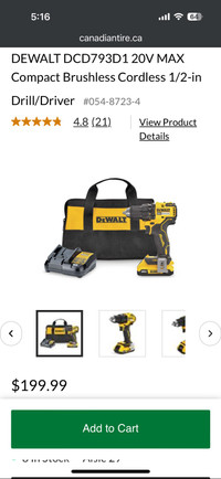 DEWALT DCD793D1 20V MAX Compact Brushless Cordless 1/2-in Drill/