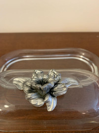 Butter dish/Seagull pewter handle