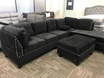 Velvet Elegant Sectional Brand New Sofa with Free Delivery , View more
