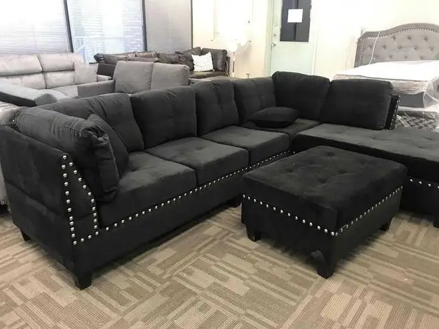 Velvet Elegant Sectional Brand New Sofa with Free Delivery  in Couches & Futons in Kingston - Image 2