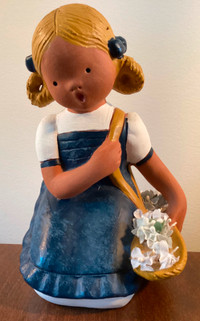 PRICE DROP! “Jullar” Terracotta Figurine Young Girl and Flowers