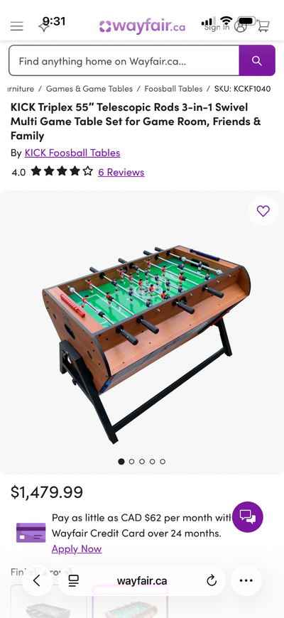 Triplex Kick  multi Game table 58” NEW Box, View more