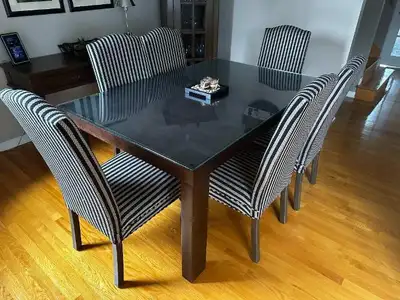 Mobilier/table de cuisine en merisier + 6 chaises, View more