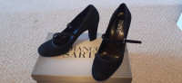 Black Suede High Heels Shoes  Size 7
