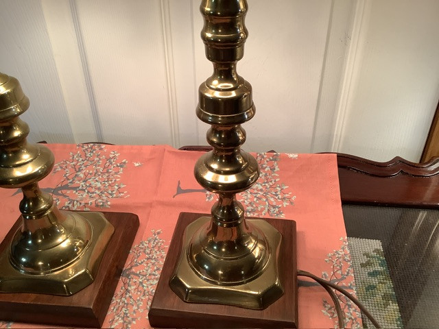 Vtg His & Hers Converted Brass Candlesticks to Electric Lamps in Indoor Lighting & Fans in Belleville - Image 2