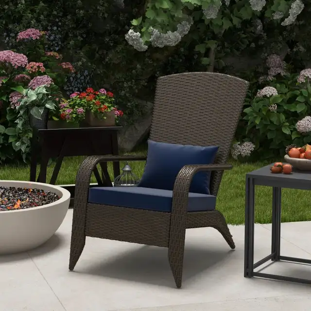 Patio Wicker Adirondack Chair, Outdoor Rattan Muskoka Chair with in Patio & Garden Furniture in Markham / York Region - Image 8