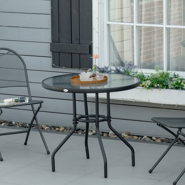 Patio Table，31.5" Round Outdoor Dining Table Coffee Side Bistro  in Patio & Garden Furniture in Markham / York Region - Image 2