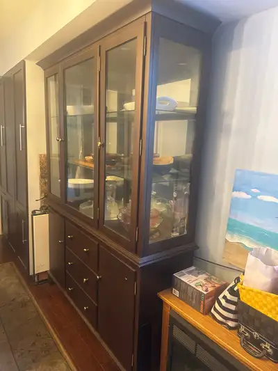 Display Cabinet with Glass Doors , table and four chairs, View more