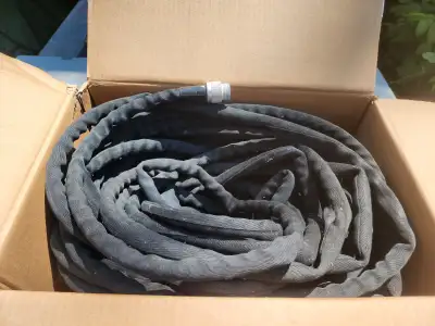 50' Watering Garden Hose Rubber W Fabric Weave & Aluminum Ends, View more